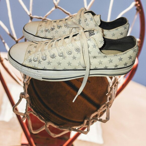 Converse All Stars Chuck Taylor 104533F Unisex M9 W11 Low Top White Silver - Picture 5 of 8